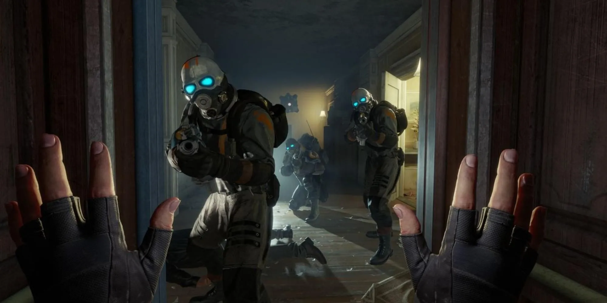 Alyx Vance đứng trong một môi trường đô thị hoang tàn trong Half-Life: Alyx