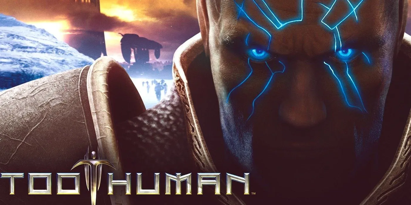 Ảnh bìa game Too Human với hình ảnh nhân vật chính