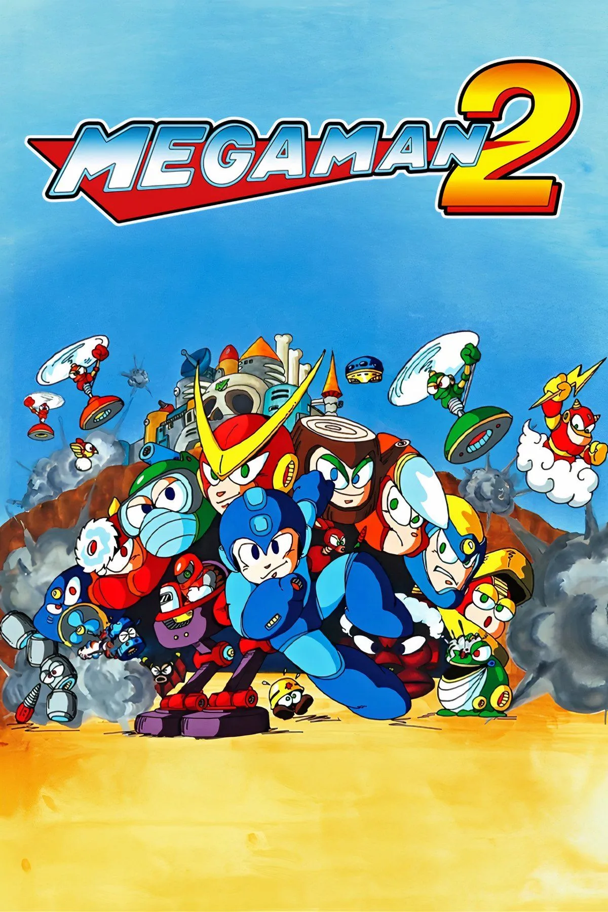 Ảnh cắt dán tổng hợp về game Mega Man 2, thể hiện đồ họa và nhân vật.