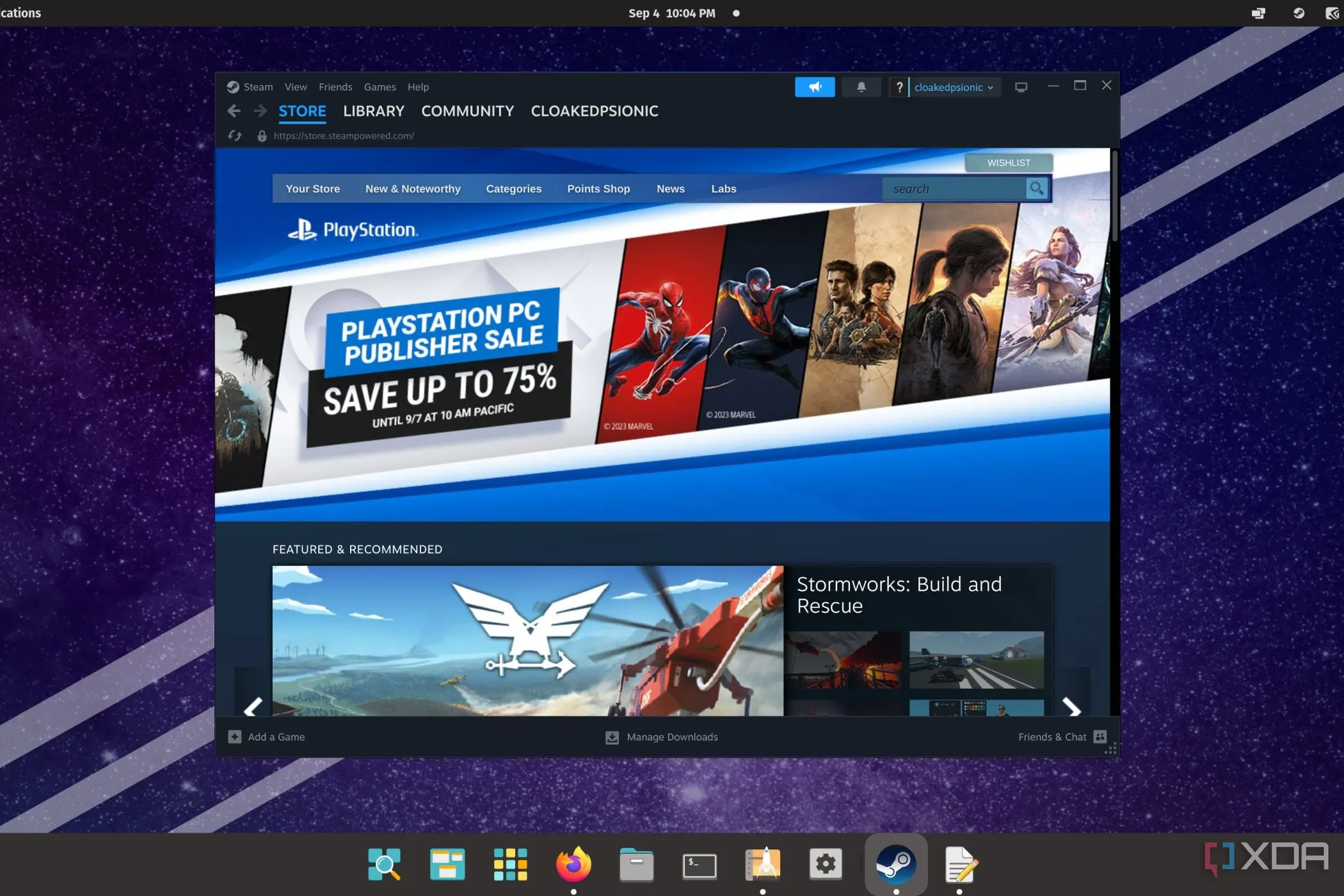 Ảnh chụp màn hình Pop!_OS đang chạy ứng dụng Steam