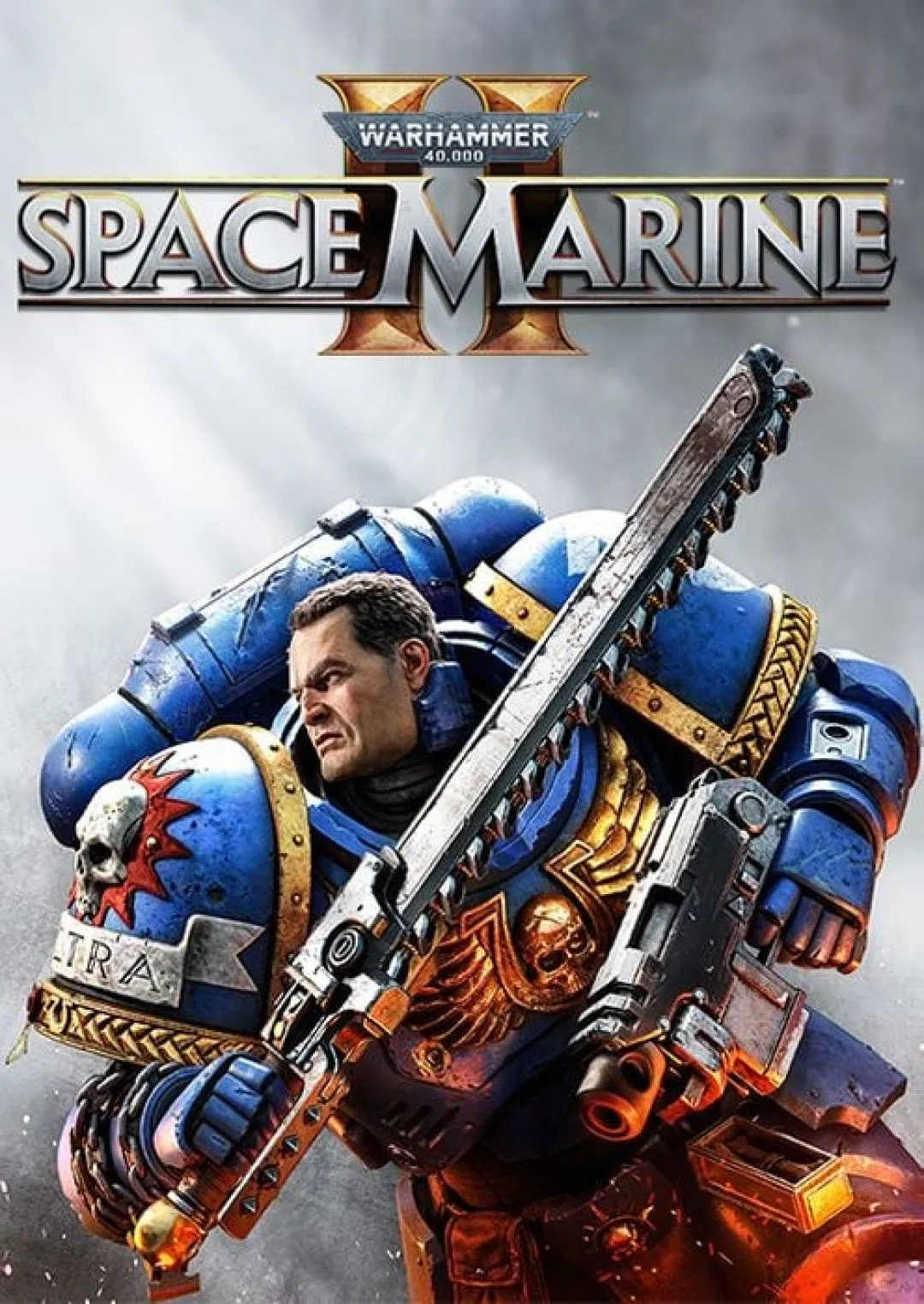 Ảnh hộp game Warhammer 40,000 Space Marine 2, thể hiện một Space Marine đang chiến đấu chống lại quái vật Tyranid