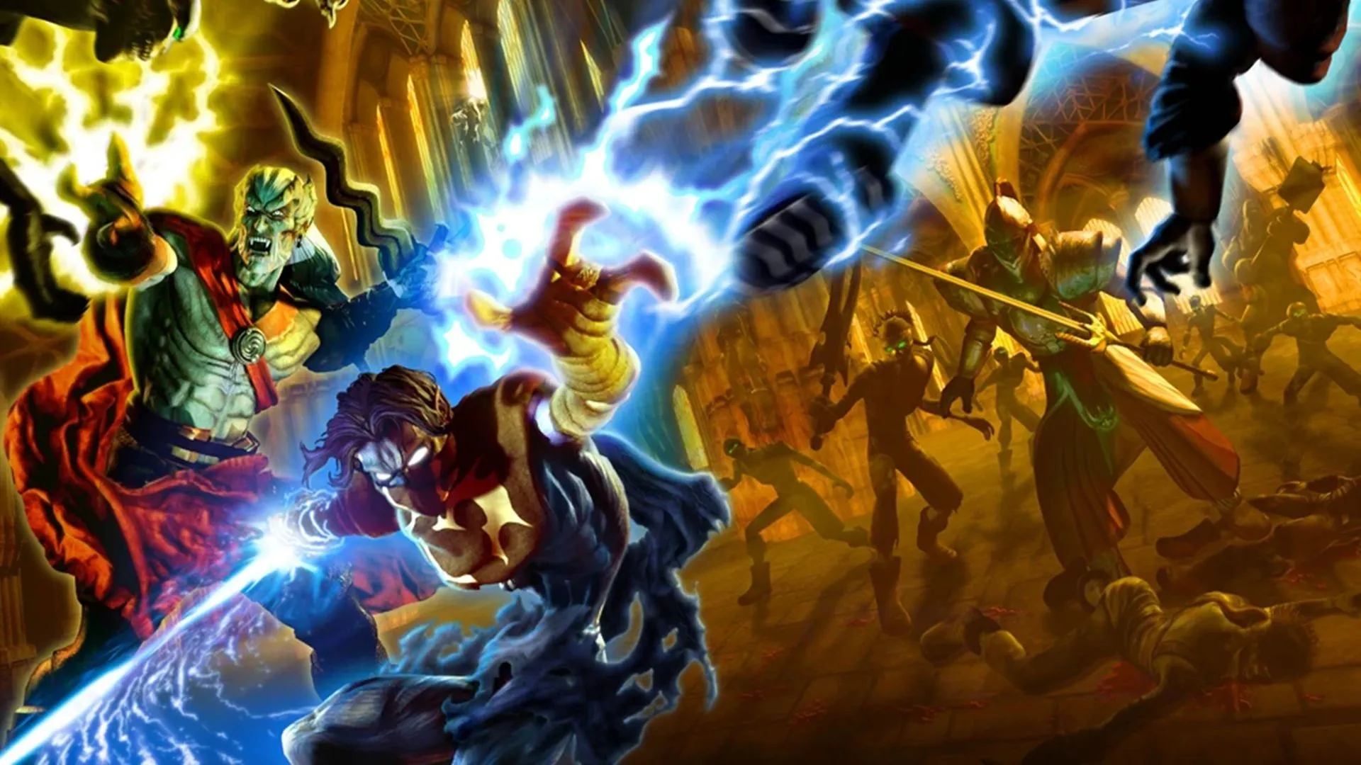 Ảnh key art của Kain và Raziel, hai nhân vật chính trong game Legacy of Kain Defiance, thể hiện sự đối đầu và bí ẩn của cốt truyện đen tối.