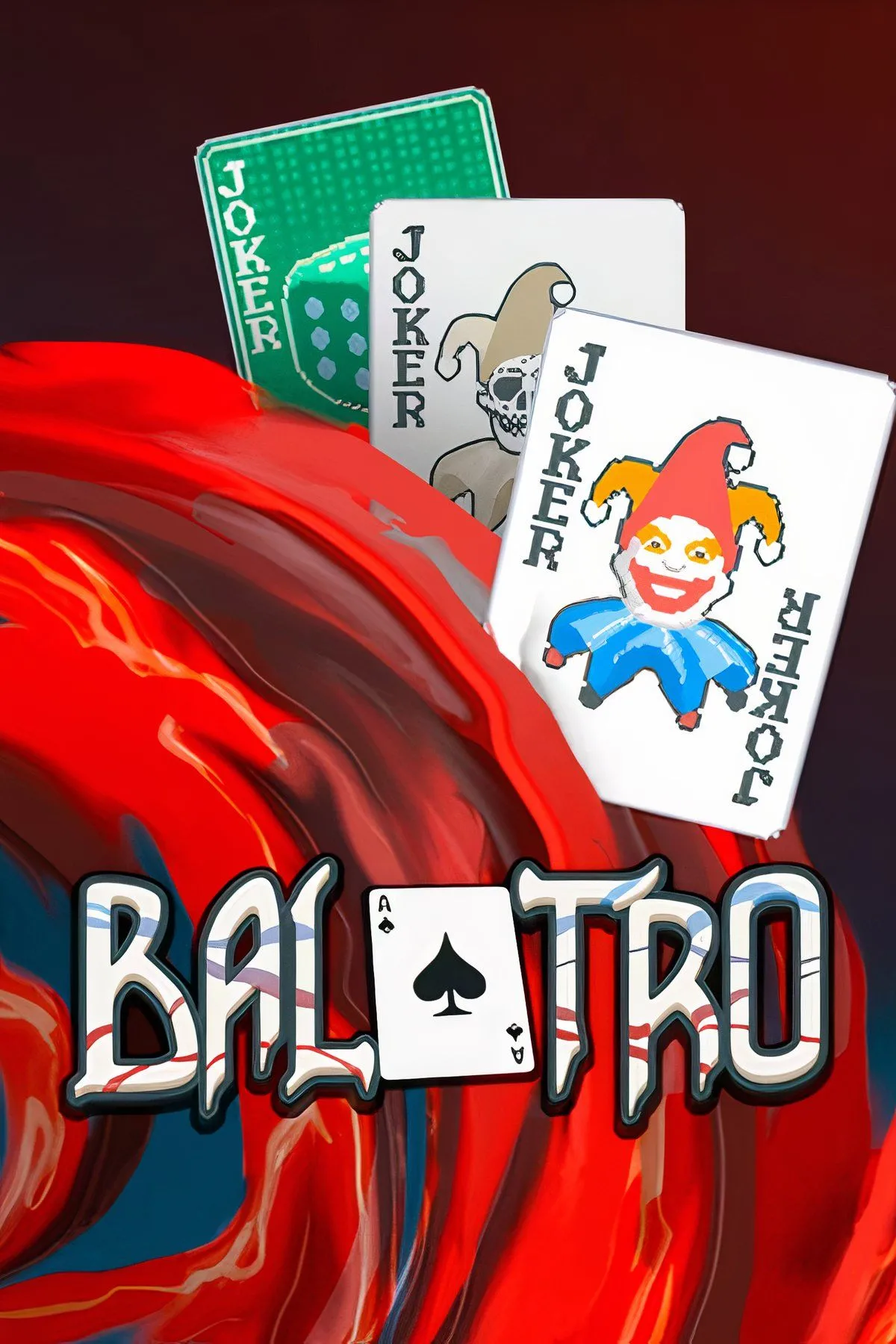 Balatro: Giao diện game Balatro với các lá bài poker và hiệu ứng Joker đặc biệt.