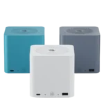 Beelink ME mini với 6 khe M.2, hiển thị ba tùy chọn màu sắc trắng, xám và xanh, lý tưởng cho home lab và NAS