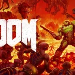 Bìa game Doom 2016 trên Nintendo Switch, với nhân vật Doom Slayer mạnh mẽ