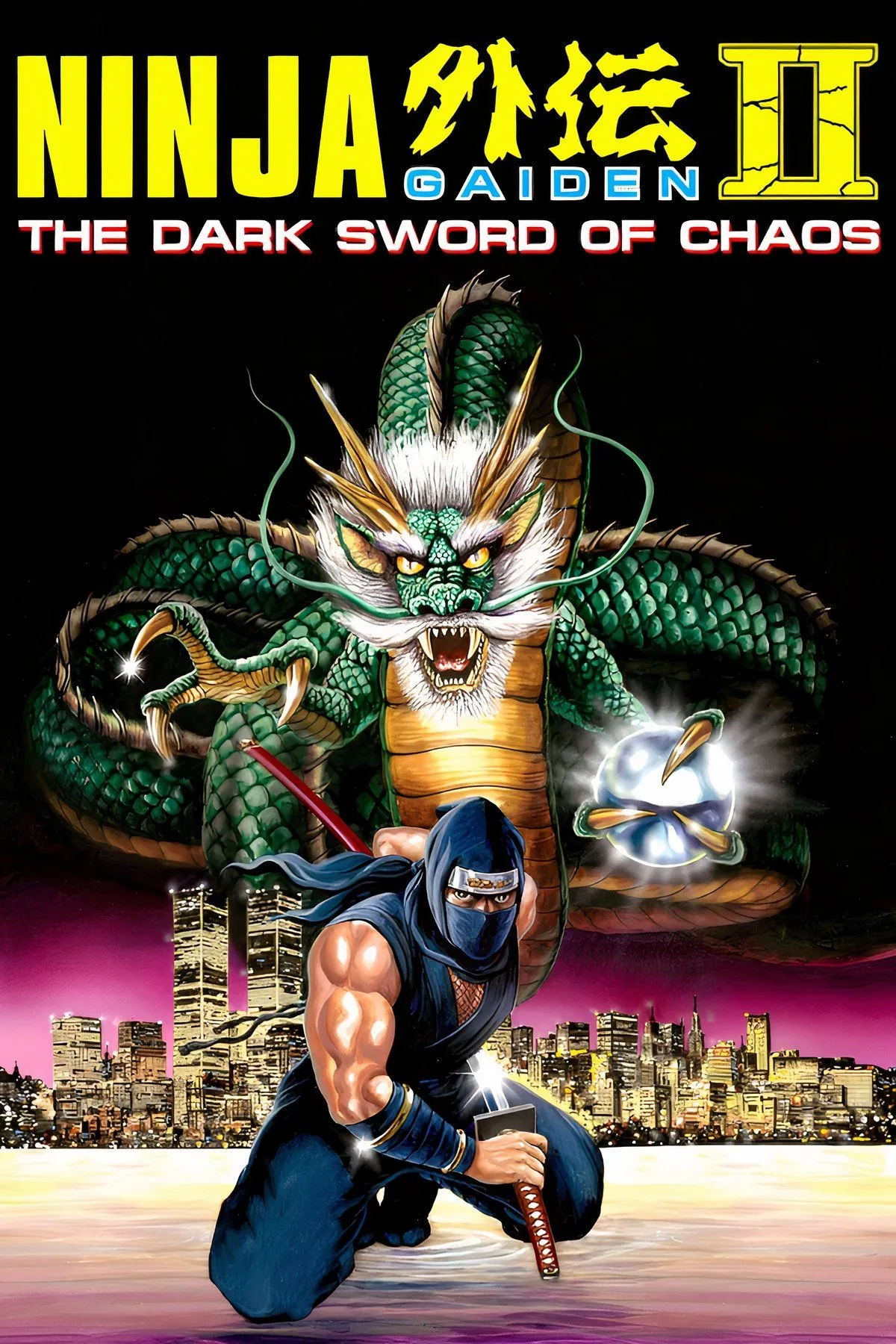 Bìa game Ninja Gaiden II: The Dark Sword of Chaos với Ryu Hayabusa
