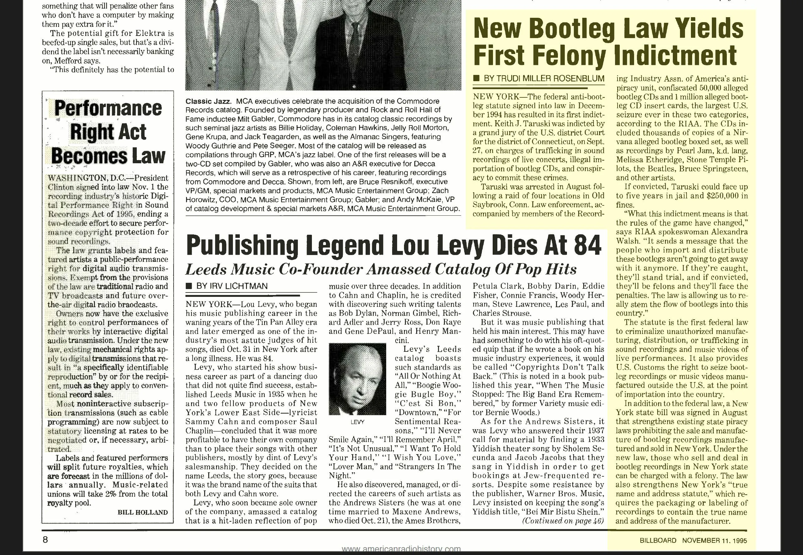 Billboard Magazine article clipping highlighting Keith Taruski