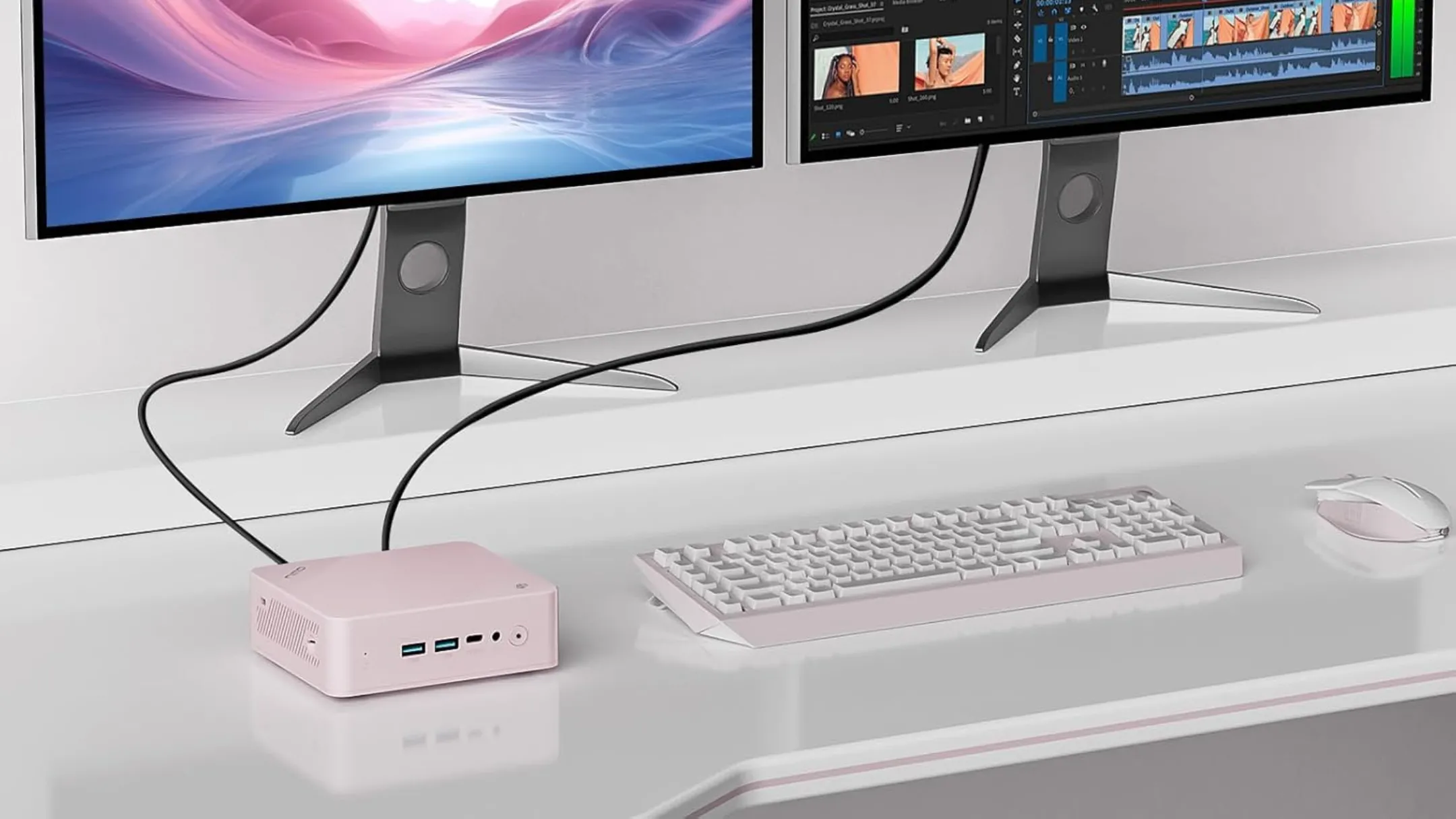 Các cổng kết nối đa dạng trên NIMO Mini PC, bao gồm USB-A, USB-C, HDMI và Ethernet