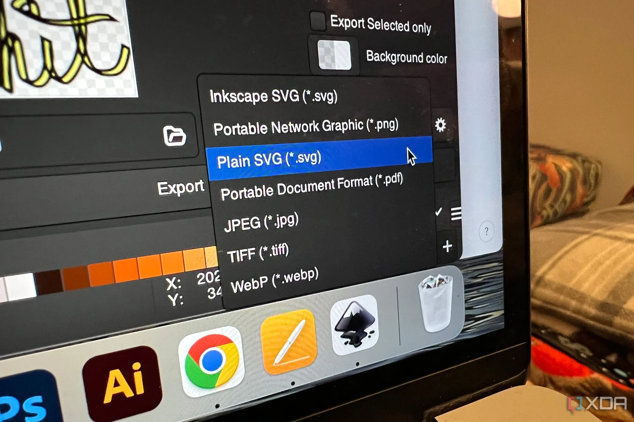 Các định dạng xuất file của Inkscape minh họa vấn đề tương thích file đồ họa vector