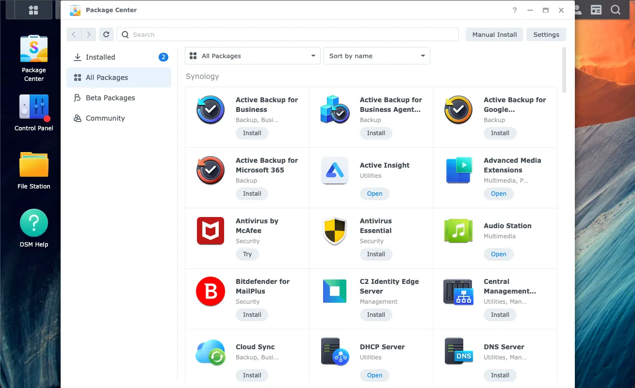 Các gói ứng dụng trên Synology DiskStation Manager (DSM)
