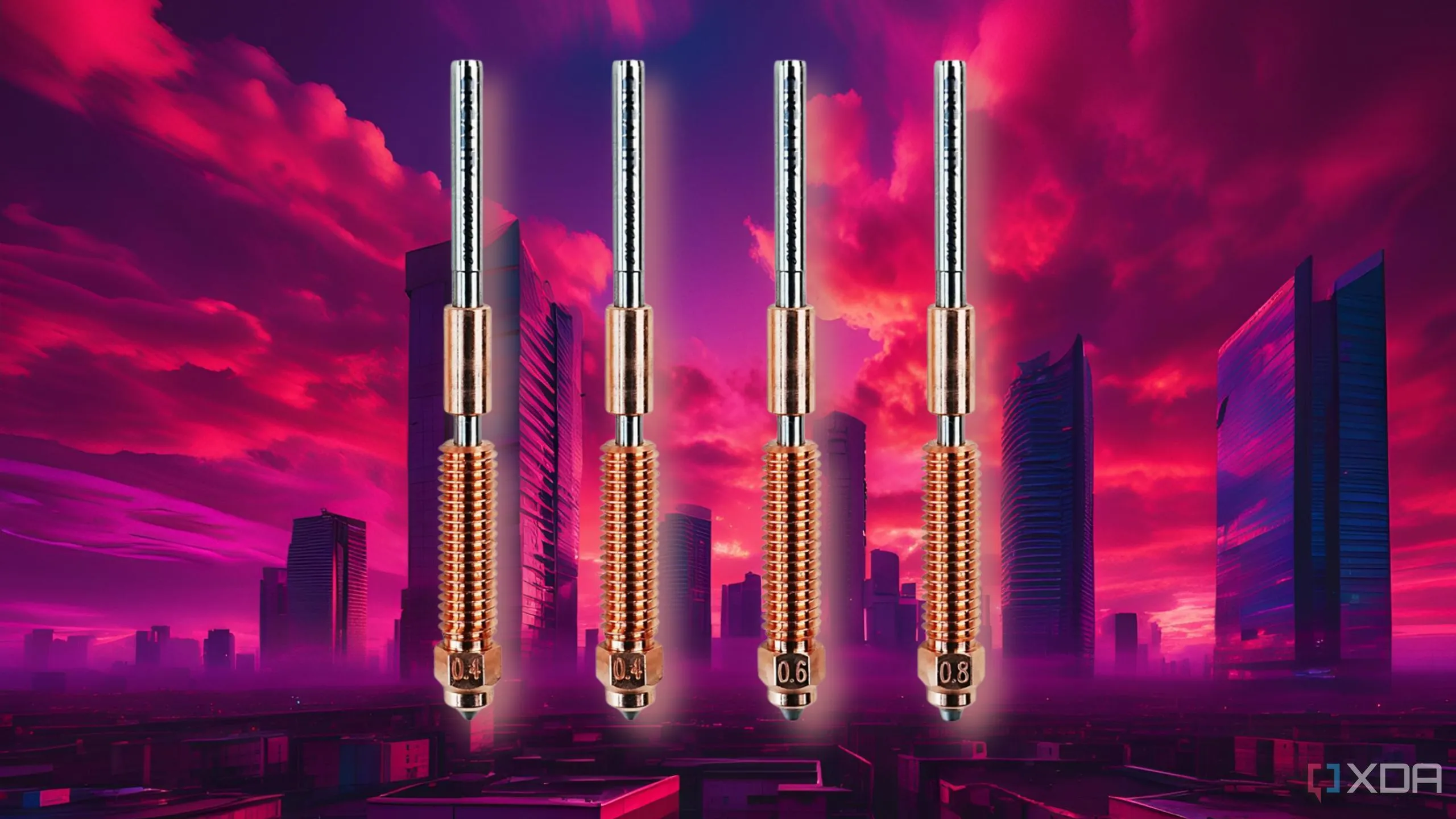 Các loại vòi phun (nozzle) kim loại với đường kính khác nhau dùng cho máy in 3D