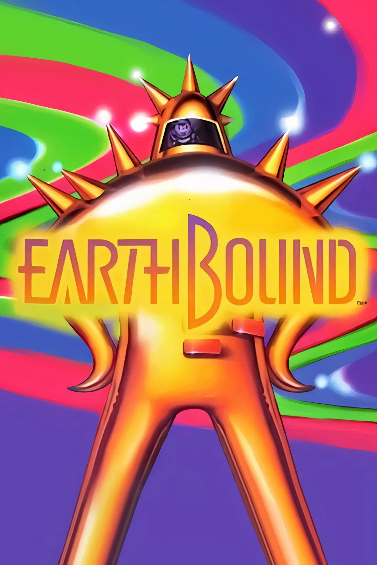 Các nhân vật chính của Earthbound, Ness, Paula, Jeff và Poo, đang cùng nhau khám phá thế giới hiện đại với phong cách đồ họa độc đáo.