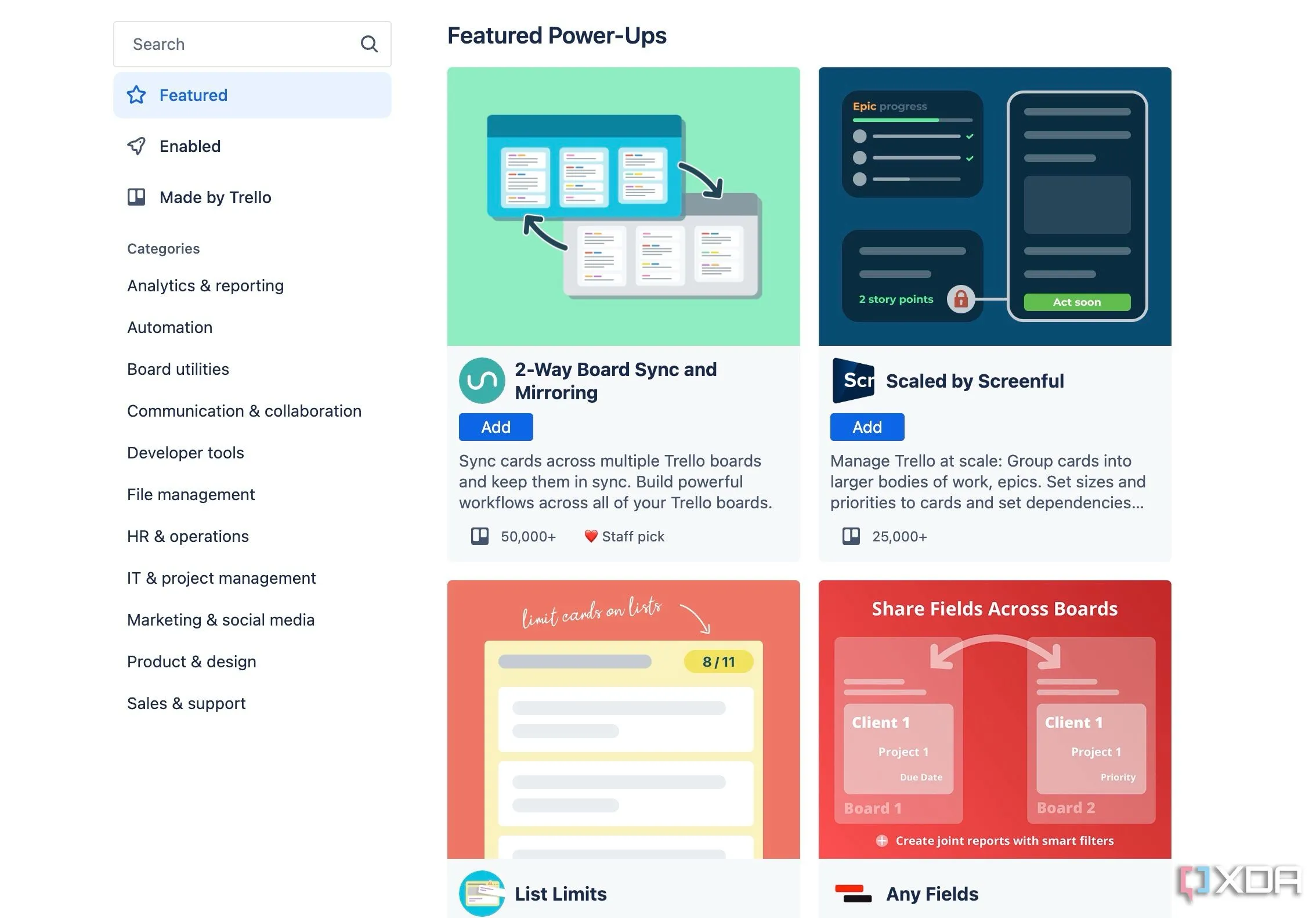 Các tùy chọn Power-ups và tự động hóa trong Trello