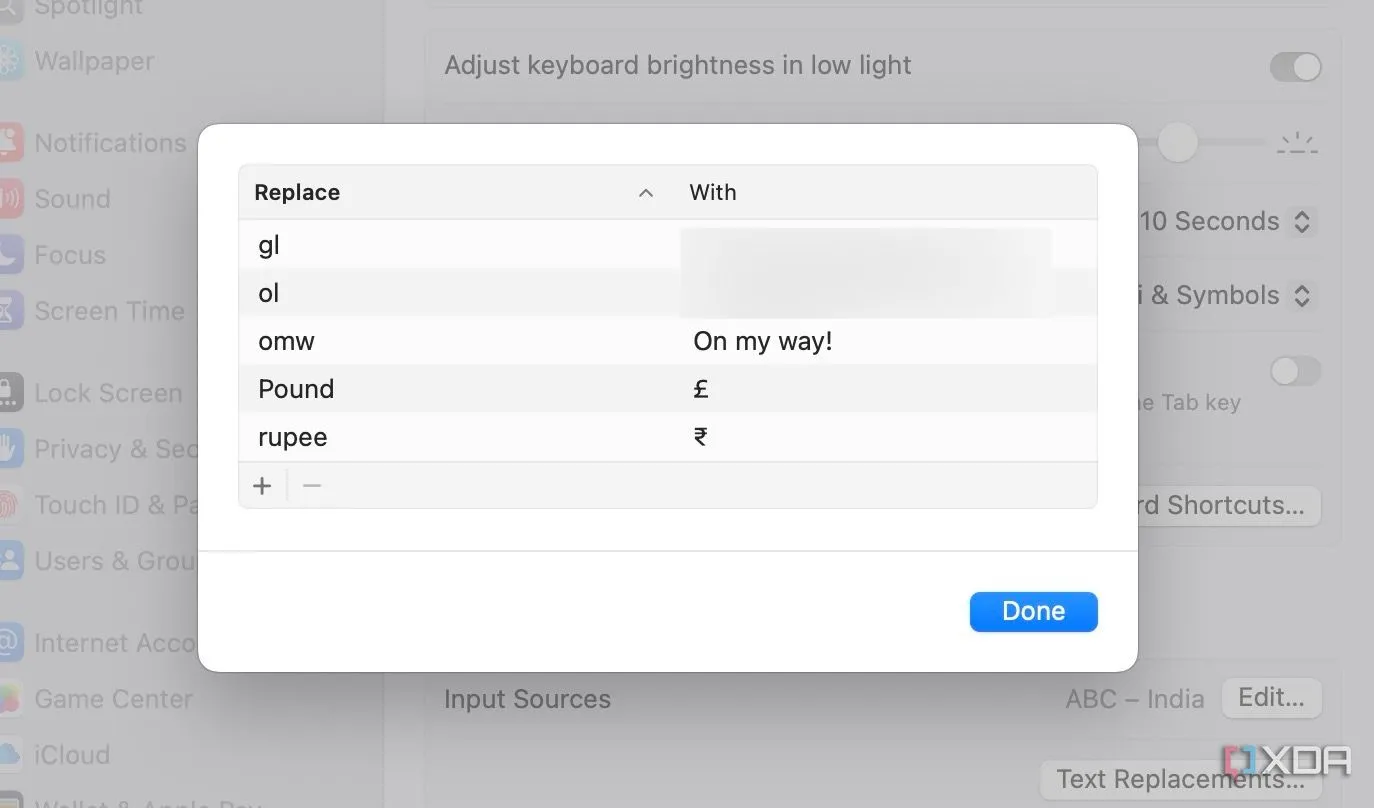 Cài đặt thay thế văn bản trên macOS để gõ nhanh