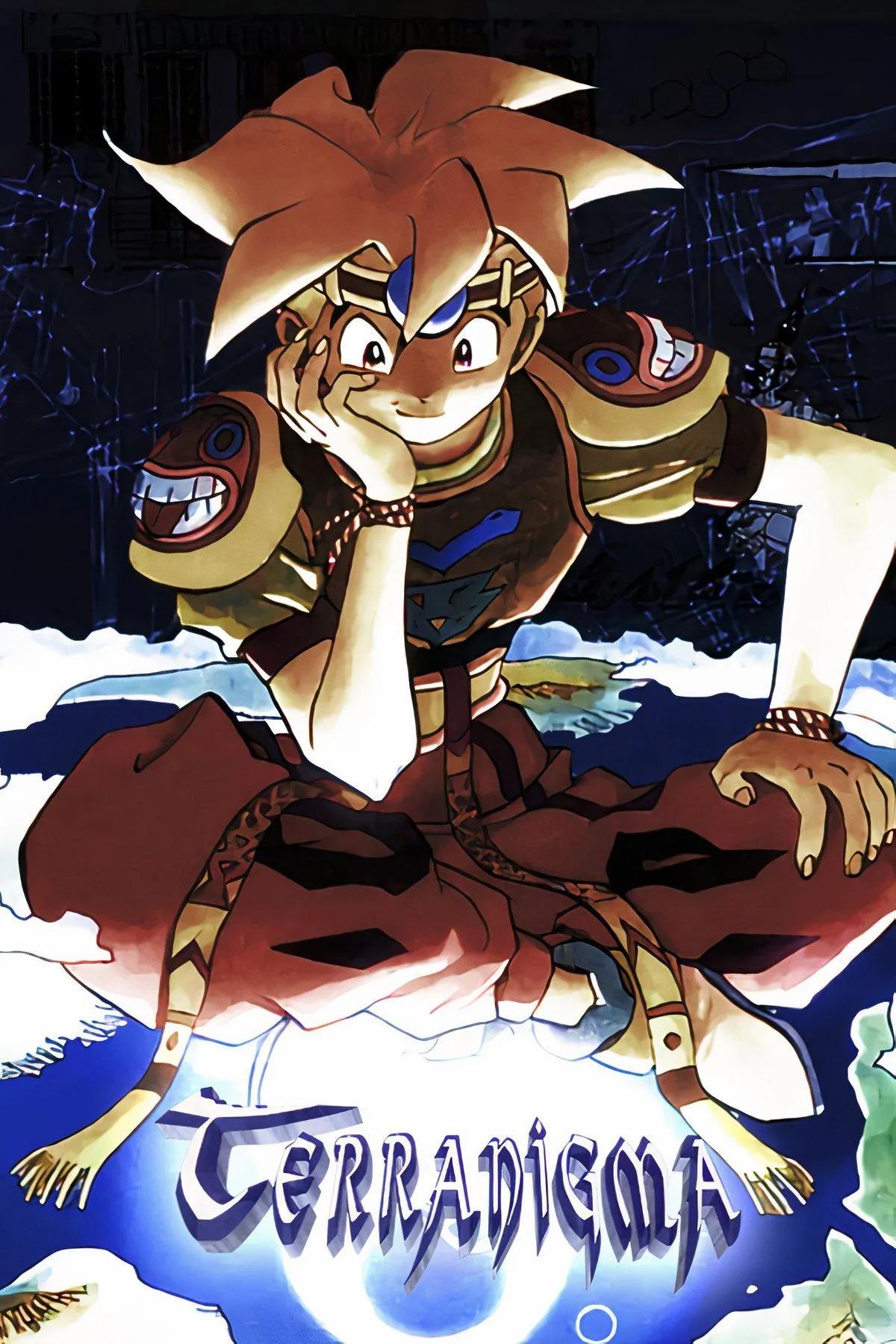 Cảnh Ark, nhân vật chính của Terranigma, đối mặt với quái vật trong một môi trường 16-bit sống động.