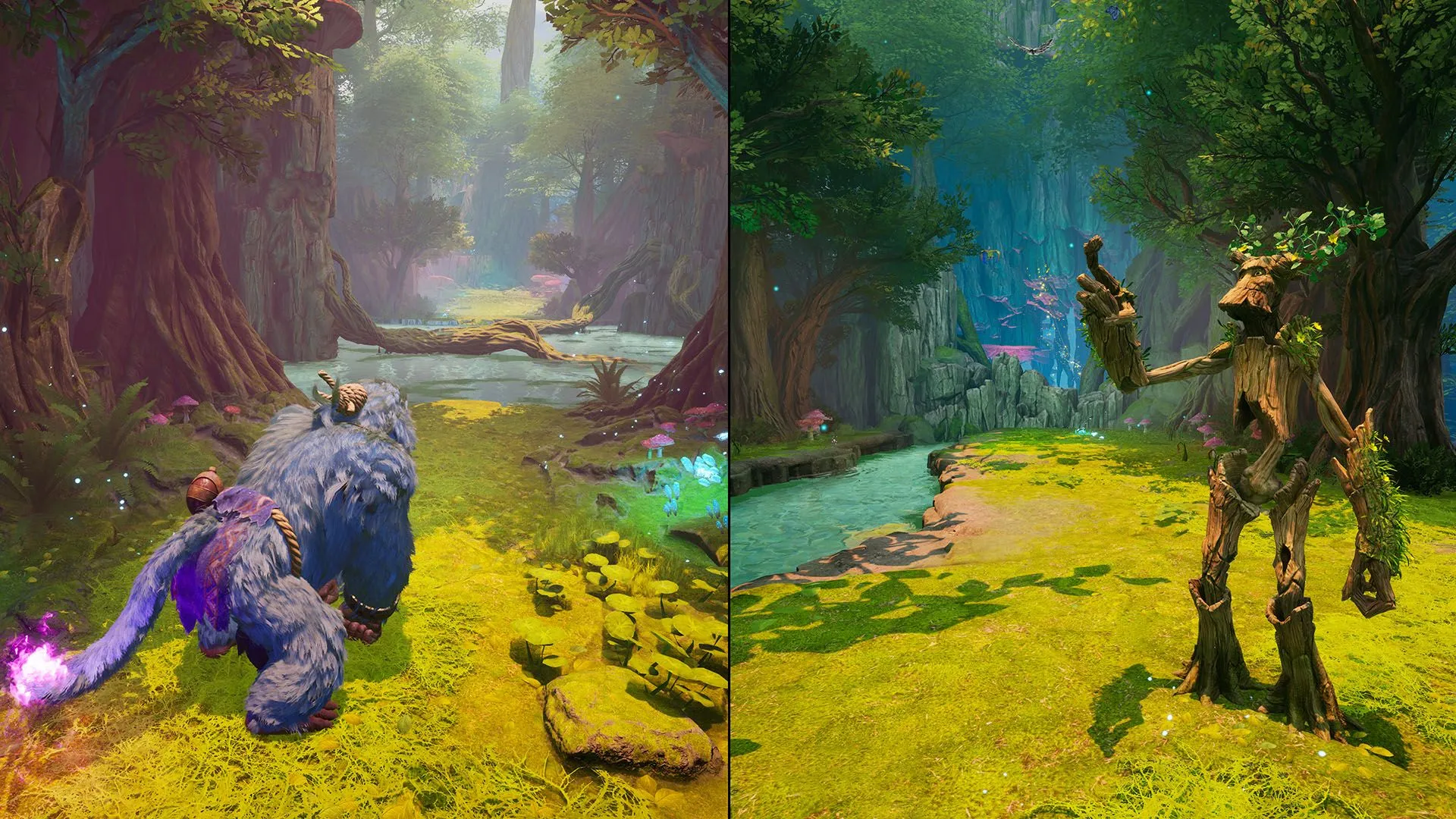 Cảnh chơi game Split Fiction với nhân vật di chuyển trên các cấu trúc công nghệ cao, thể hiện yếu tố sci-fi.