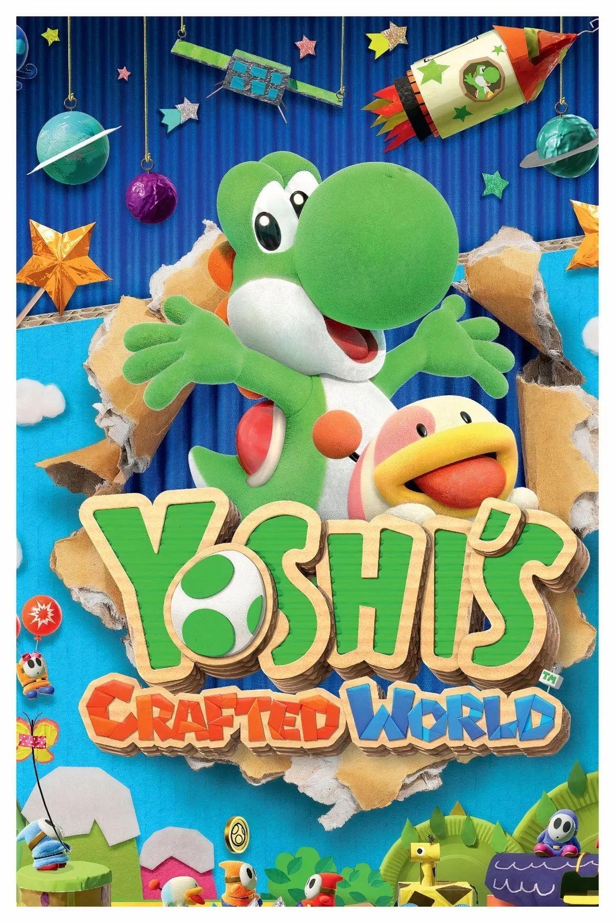 Cảnh chơi game Yoshi's Crafted World với các vật liệu thủ công độc đáo