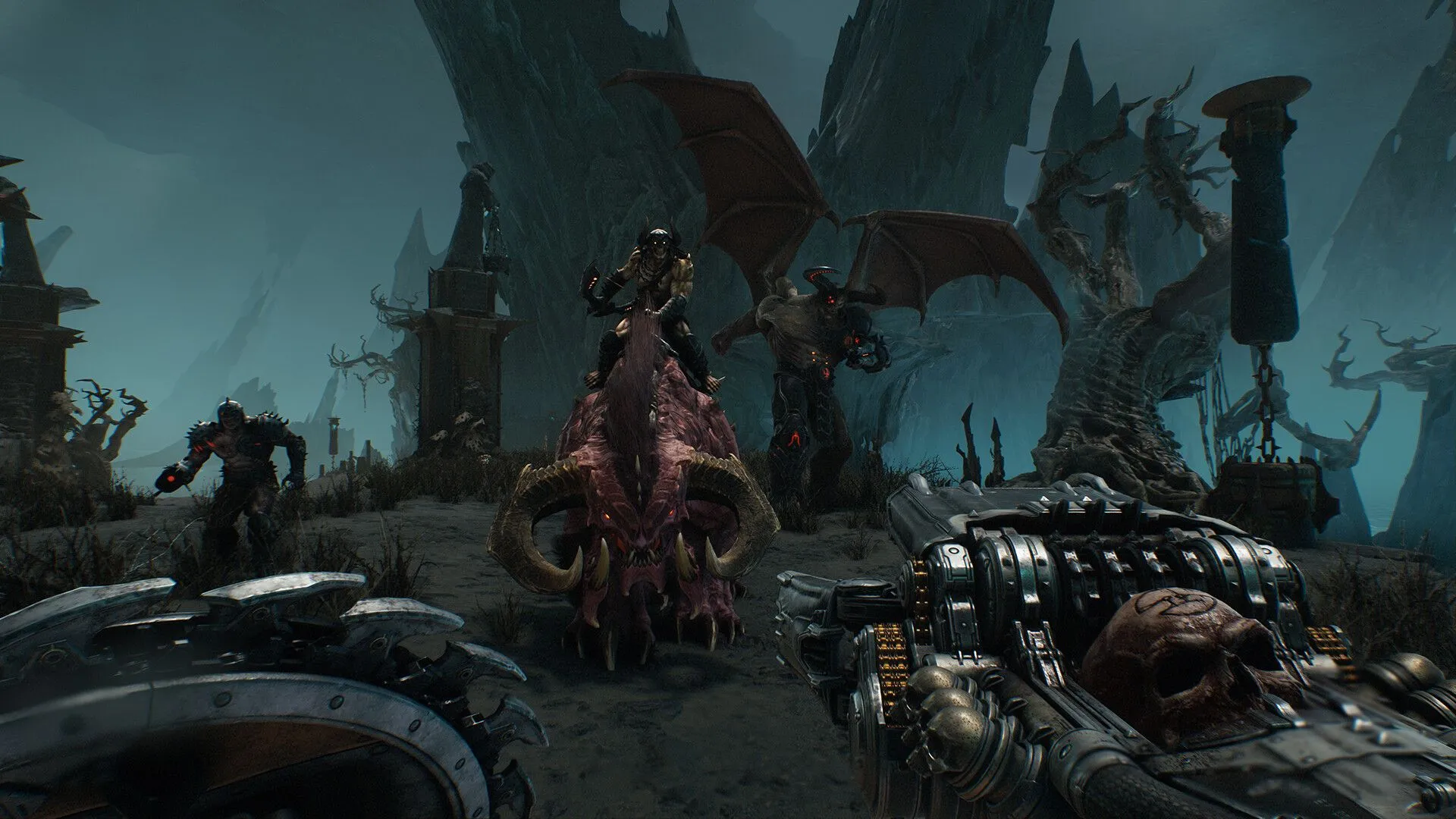 Cảnh Doom Slayer điều khiển Mech khổng lồ trong trận chiến của Doom: The Dark Ages