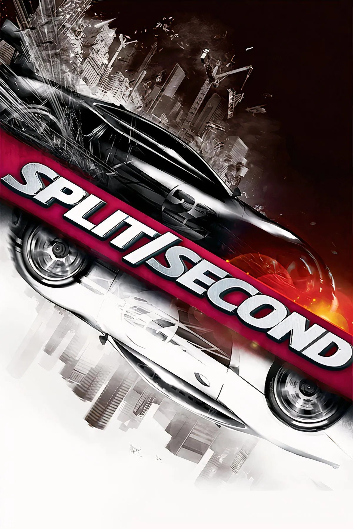 Cảnh đua xe hỗn loạn trong Split/Second với các công trình đổ sập