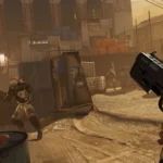 Cảnh game Half-Life: Alyx với người chơi đang đối mặt với kẻ thù
