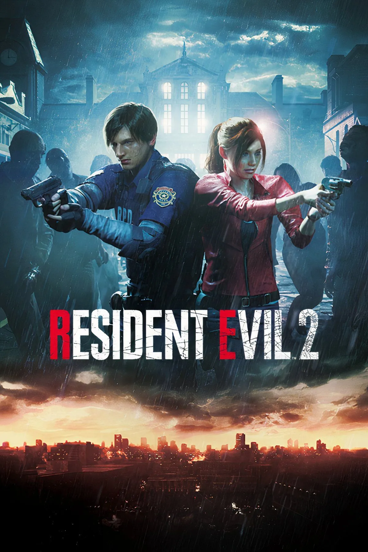 Cảnh game Resident Evil 2 Remake với Leon S. Kennedy và Claire Redfield, tái hiện không khí kinh dị.