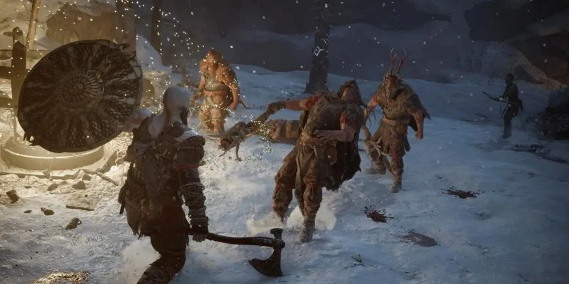 Cảnh gameplay God of War Ragnarök, Kratos đang hành động