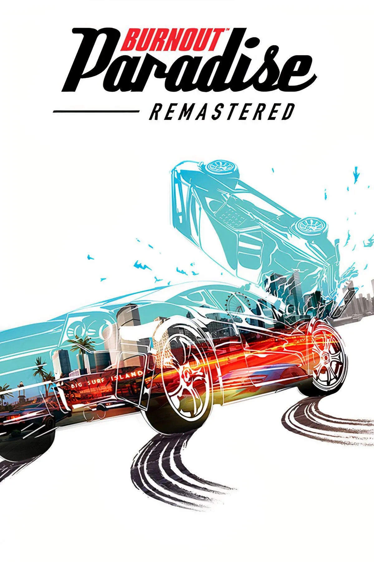 Cảnh xe đua nổ tung trong thành phố mở của Burnout Paradise Remastered