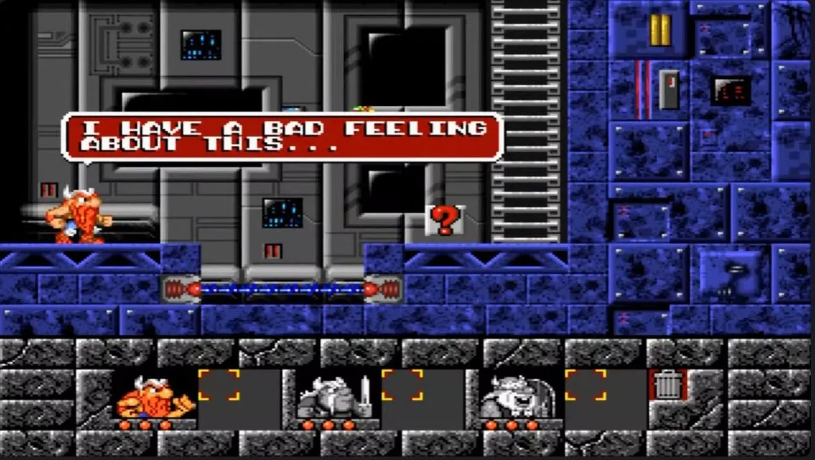 Cấp độ đầu tiên của The Lost Vikings trên hệ điều hành MS-DOS