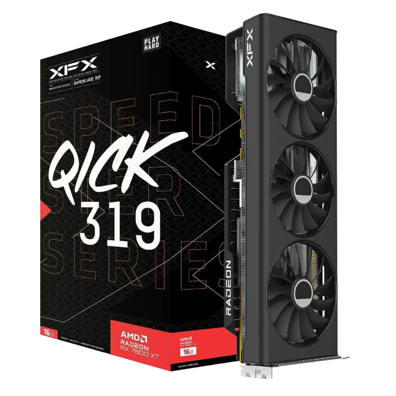 Card đồ họa XFX Speedster QICK319 RX 7800 XT với ba quạt tản nhiệt