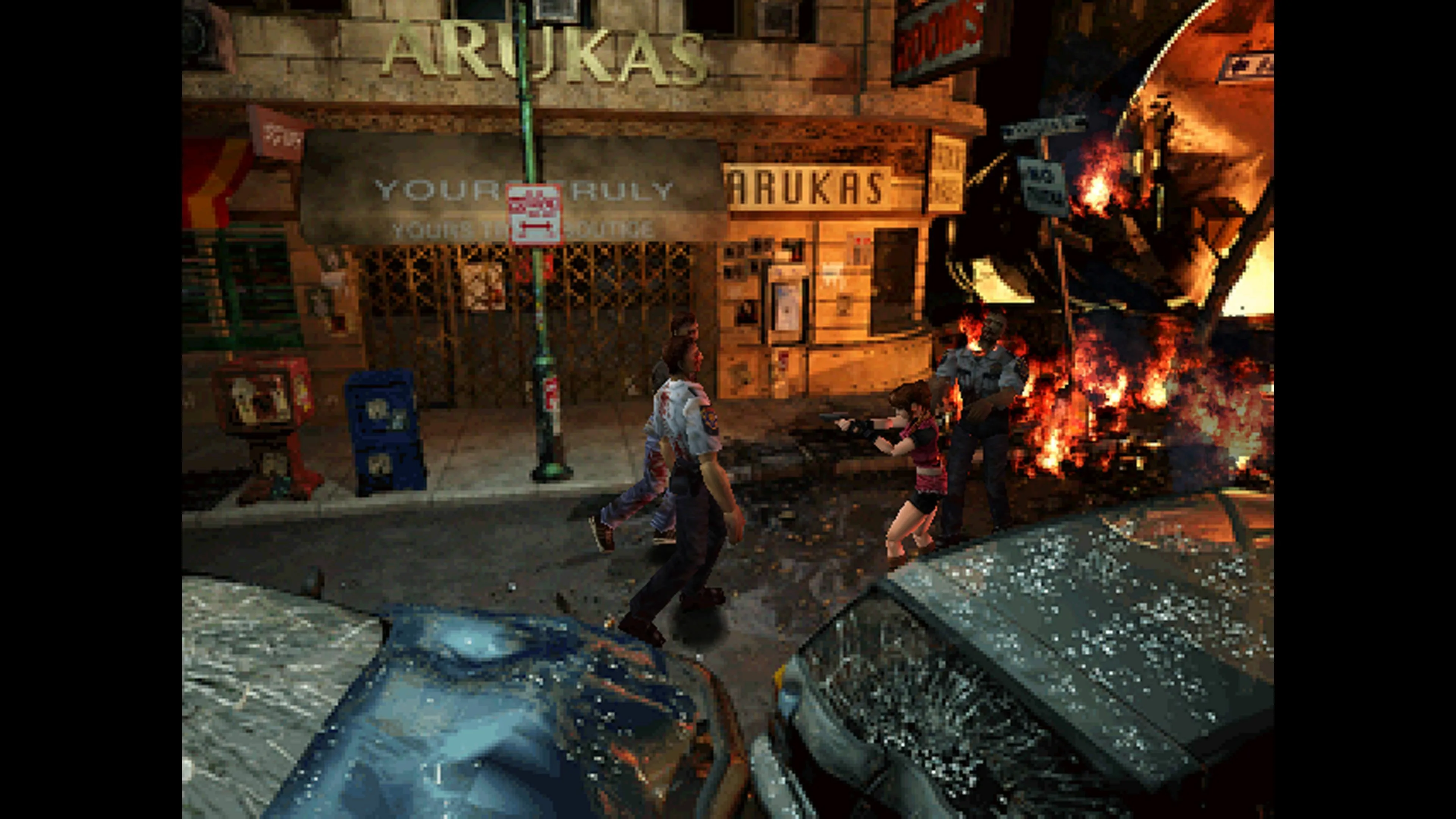 Claire Redfield chiến đấu với zombie trong Resident Evil 2 trên PlayStation