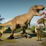 Công viên Jurassic World Evolution 3 với các công trình giải trí và đường đi được cải tiến