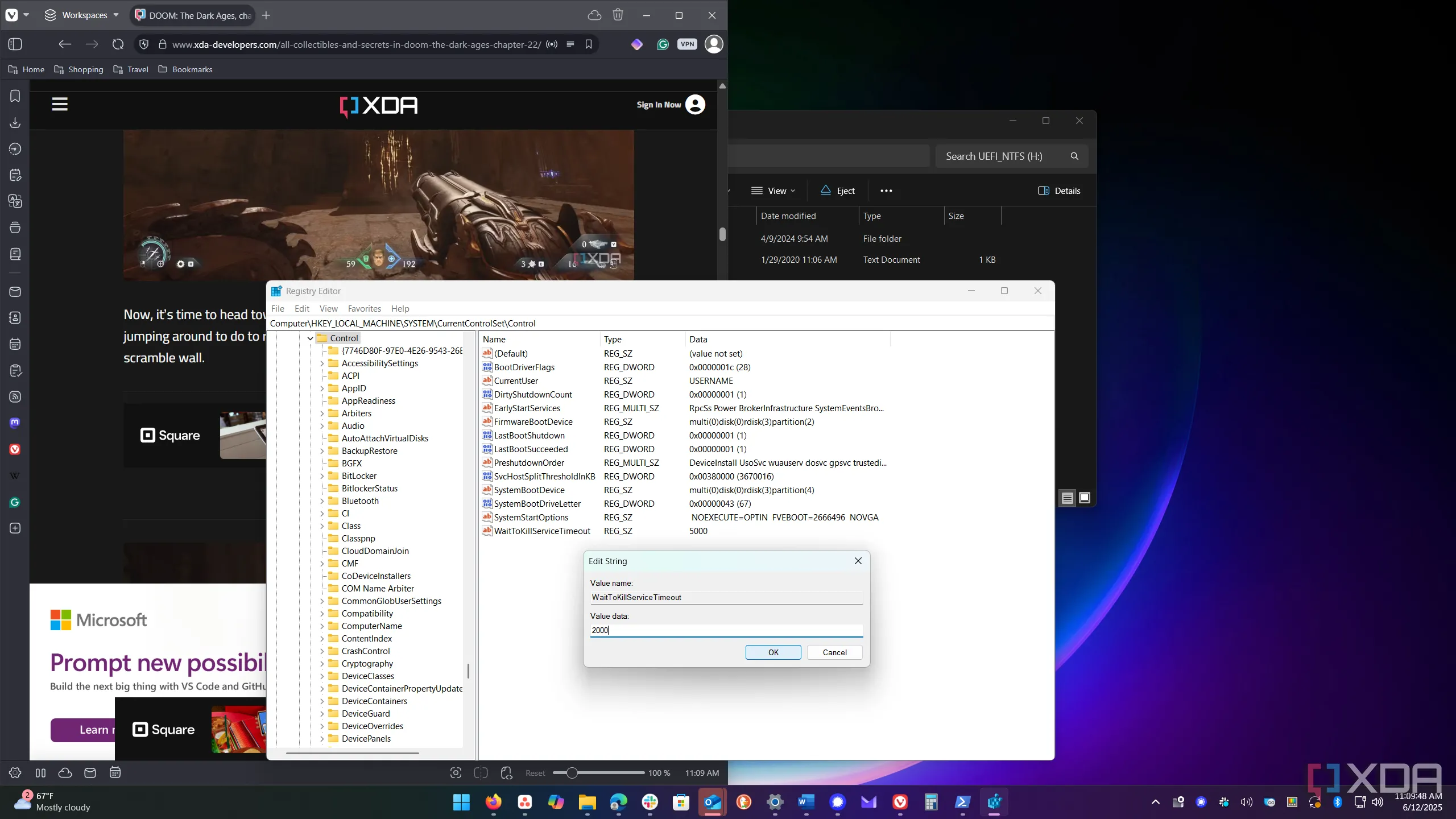 Điều chỉnh giá trị WaitToKillServiceTimeout trong Registry để tắt máy Windows nhanh hơn