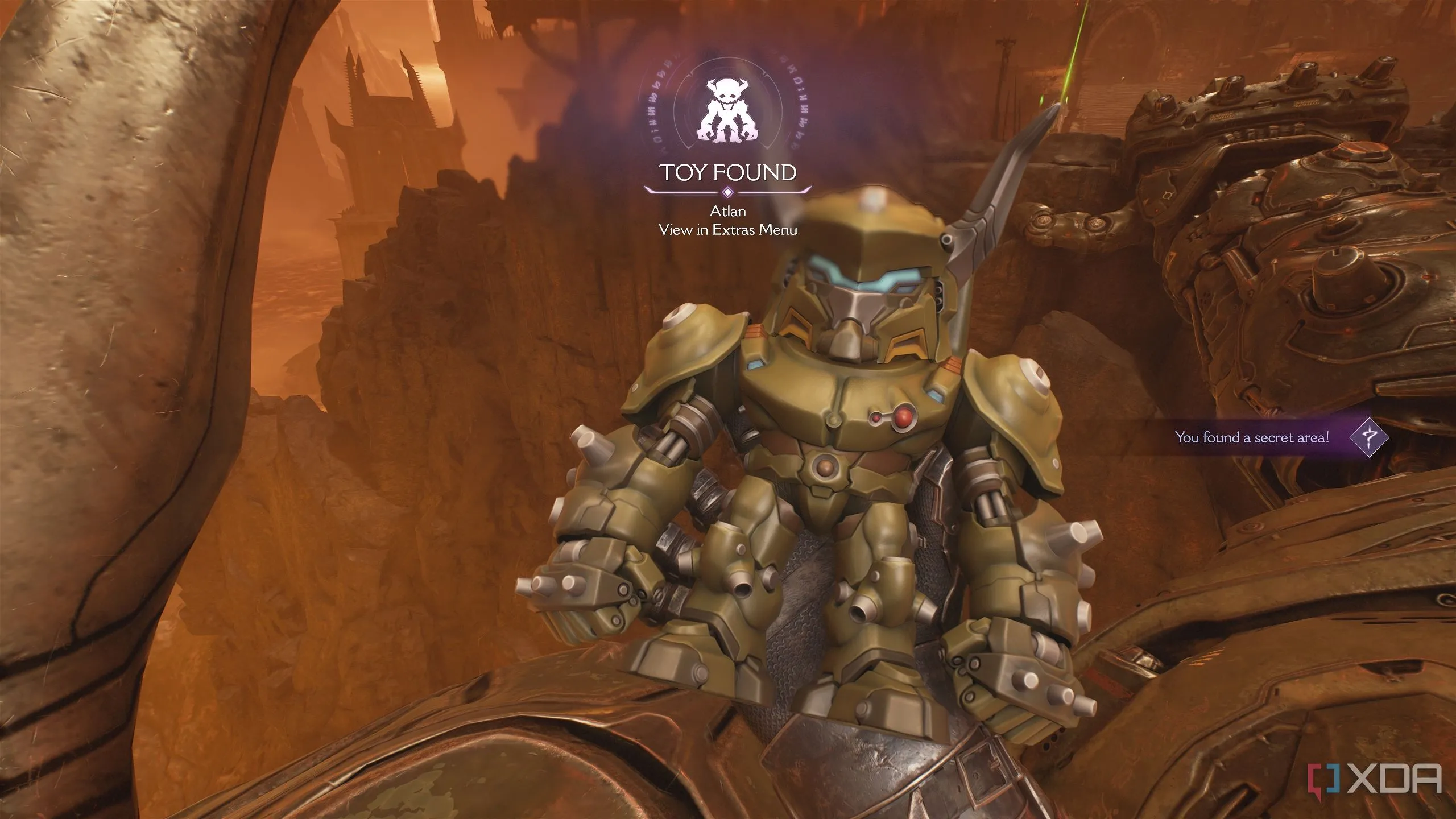 Đồ chơi sưu tầm Atlan Mech, vật phẩm bí mật trong Chapter 11 của Doom: The Dark Ages.