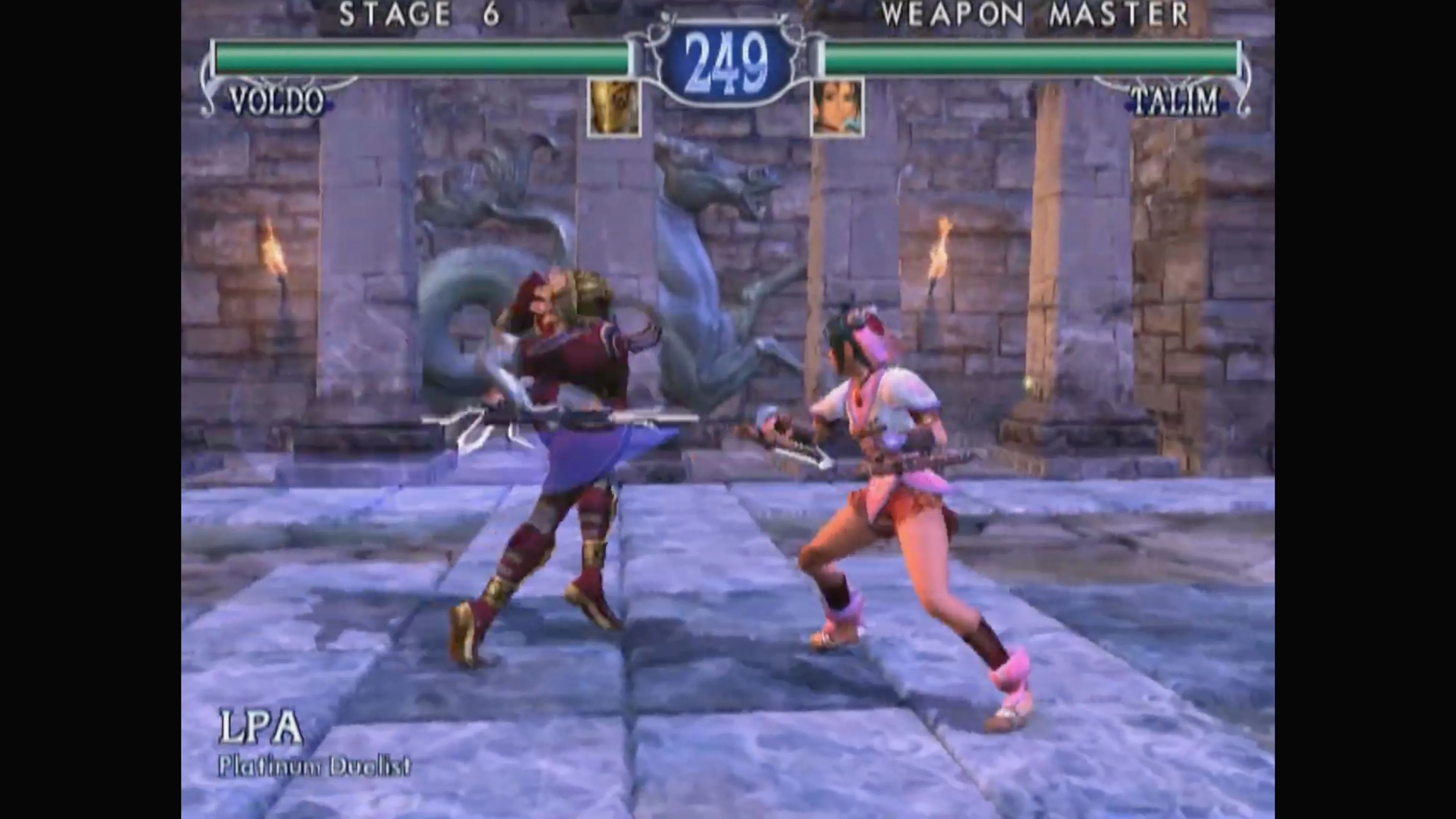 Đồ họa nhân vật và môi trường của SoulCalibur II khi được giả lập trên Nintendo Switch Online.