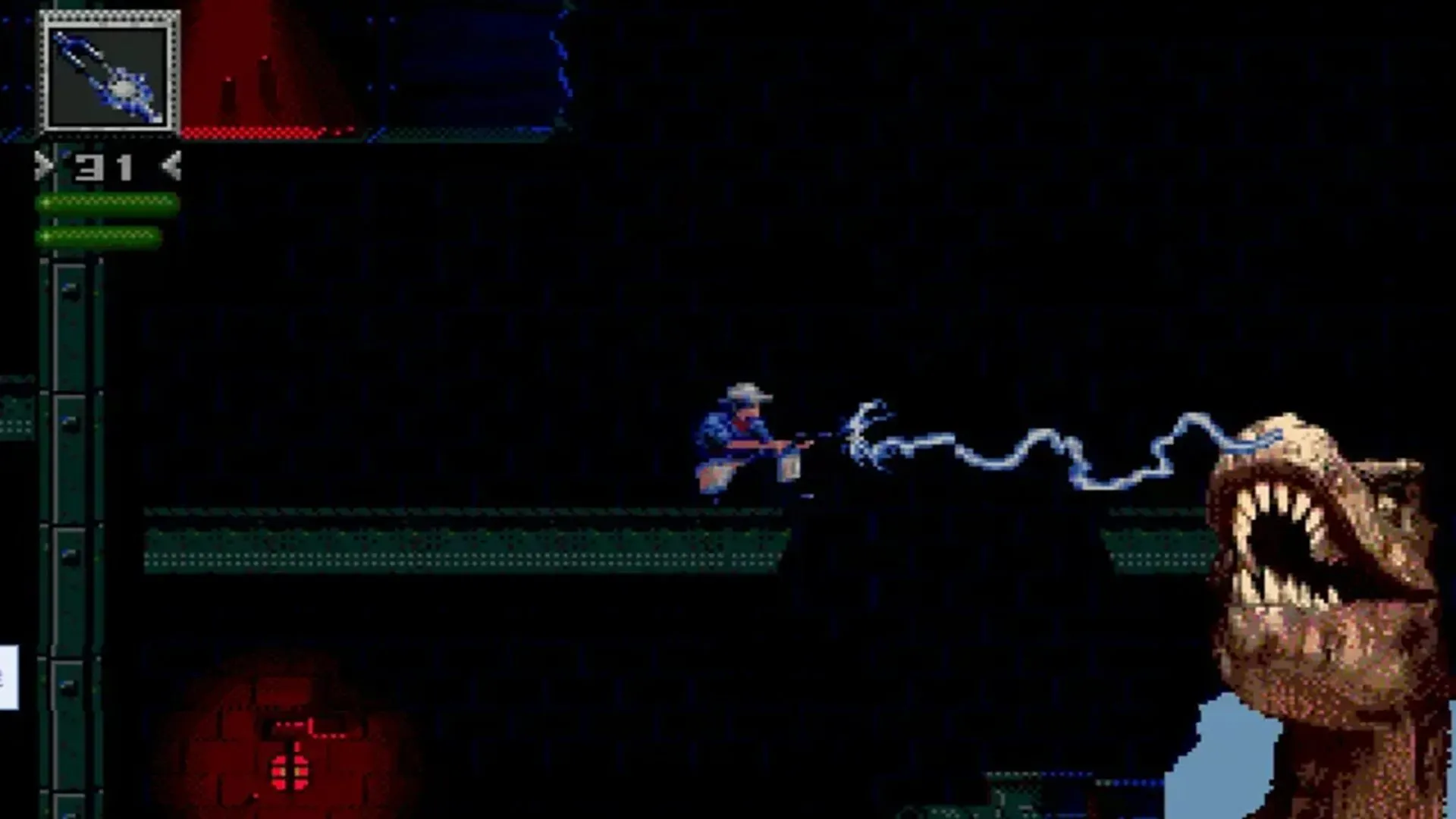 Gameplay Jurassic Park trên Sega Genesis cho phép người chơi điều khiển Tiến sĩ Grant hoặc Velociraptor