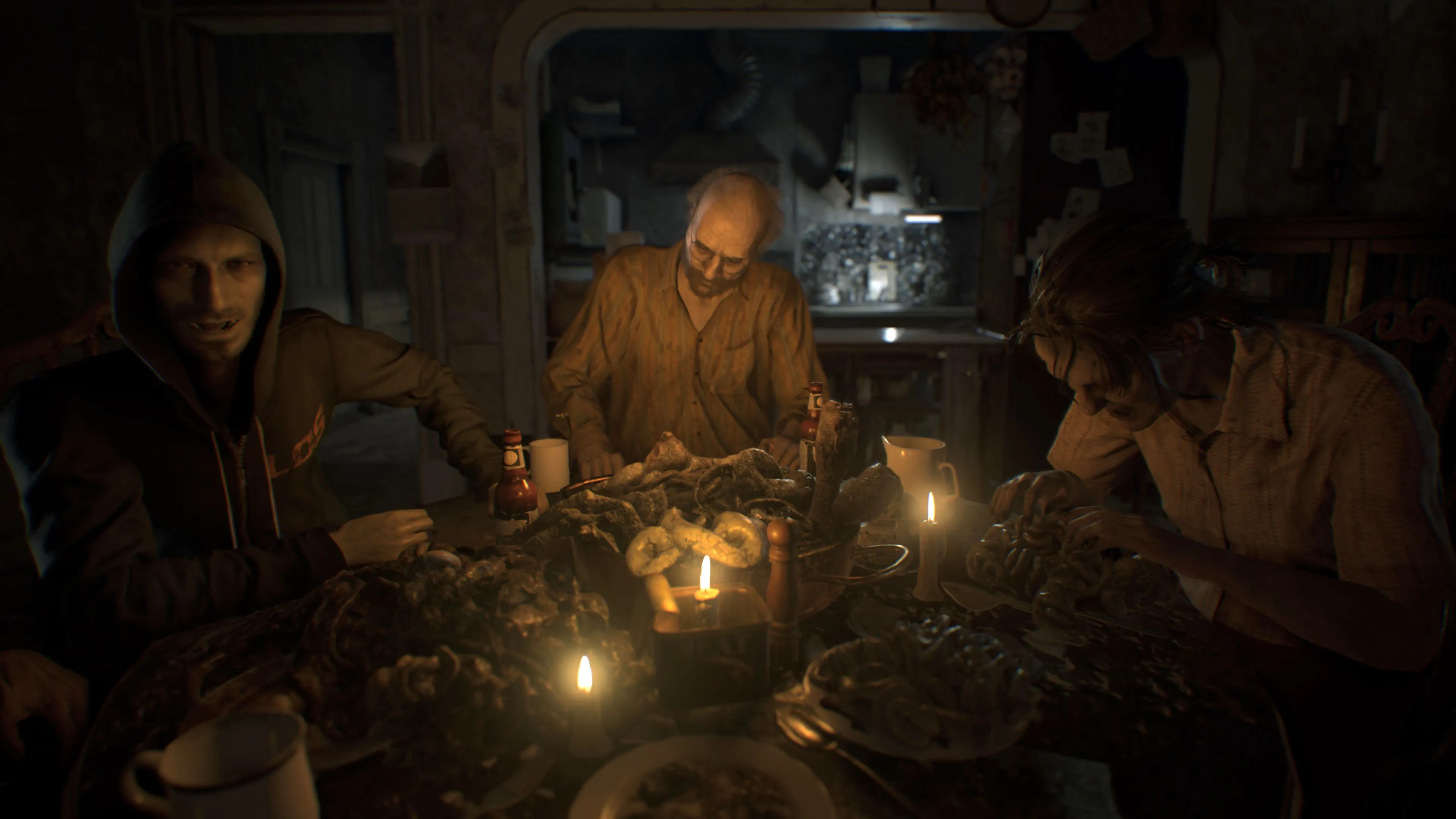 Gia đình Baker trong Resident Evil 7 đang dùng bữa tối đáng sợ