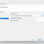 Giao diện cài đặt Task Scheduler để tự động mở ứng dụng Spotify vào thời điểm cụ thể trên Windows.