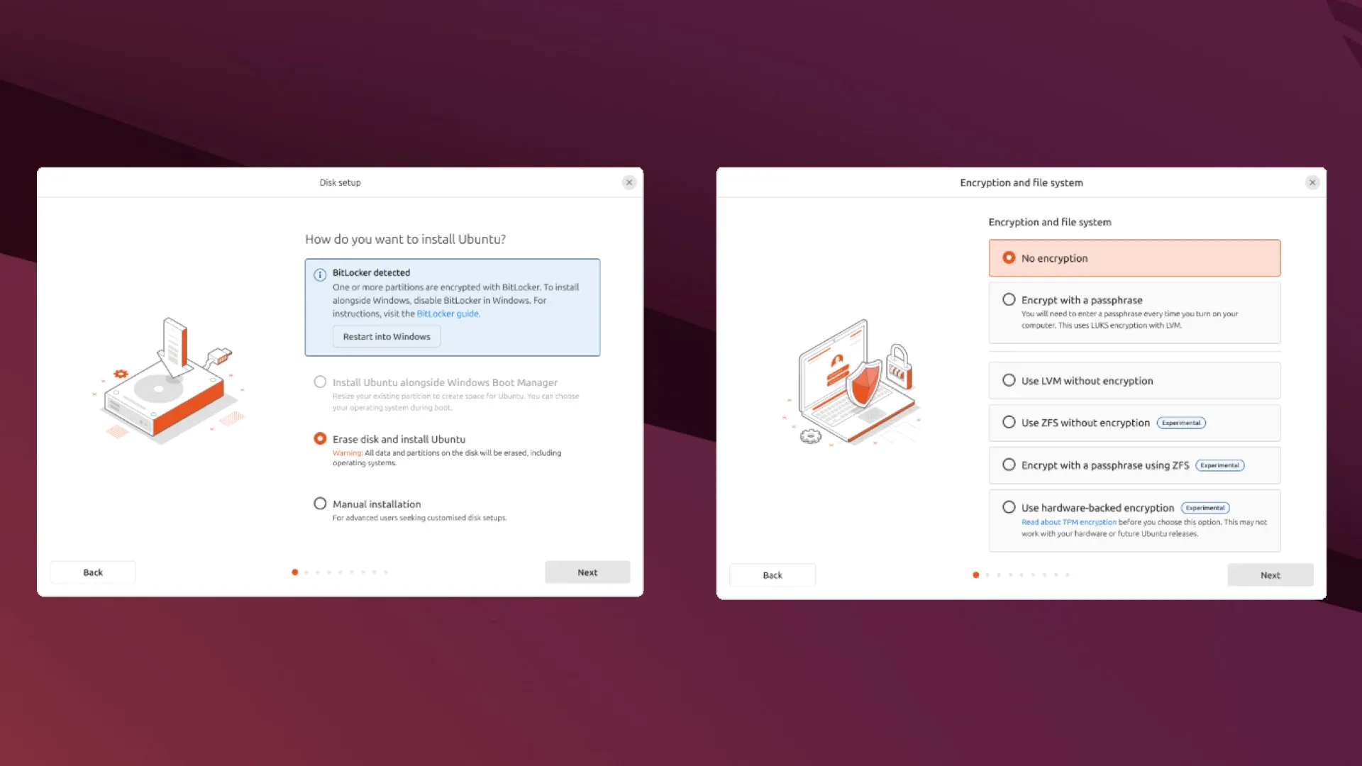 Giao diện cài đặt Ubuntu 25.04 Plucky Puffin với các tính năng mới