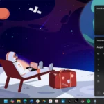 Giao diện Calendar flyout của Windows 11 với đồng hồ hiển thị trong chế độ nền tối