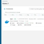 Giao diện chính (Dashboard) của Portainer, hiển thị tổng quan các tài nguyên Docker