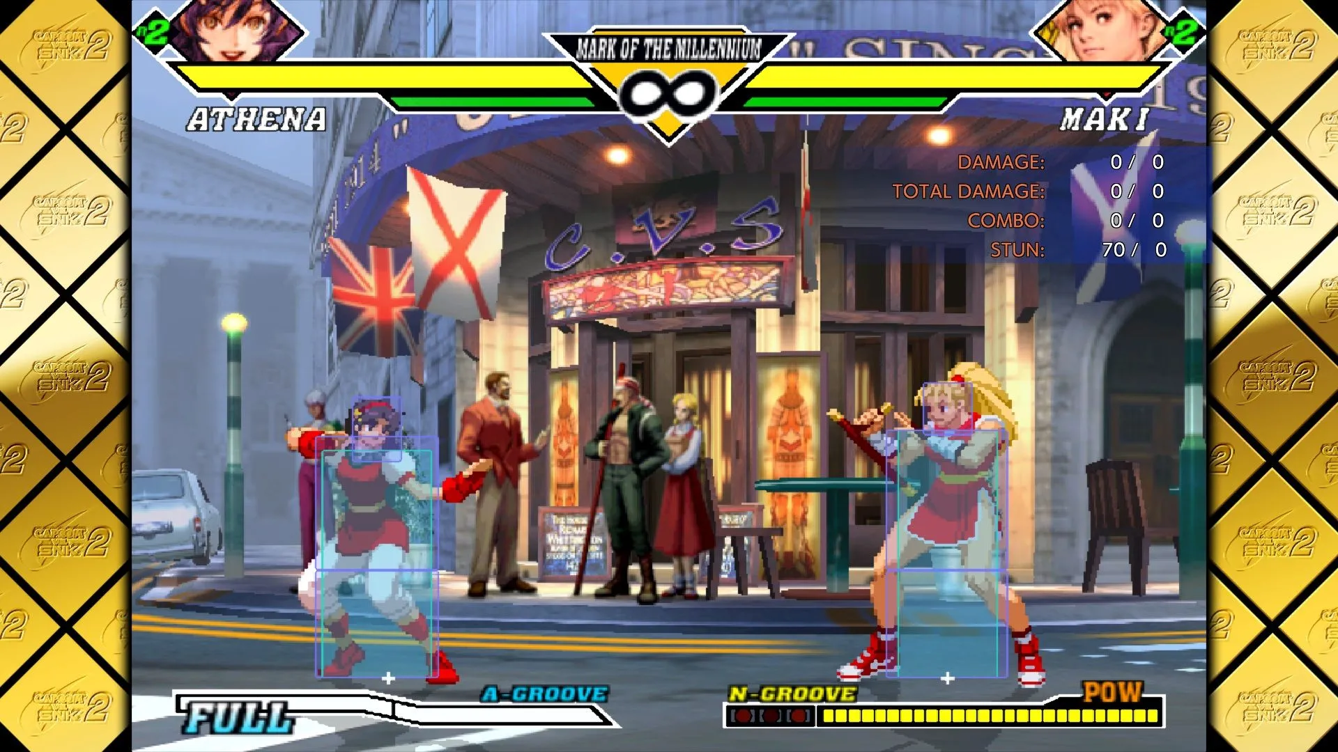Giao diện chơi game của Capcom Fighting Collection 2 với nhân vật Hayato