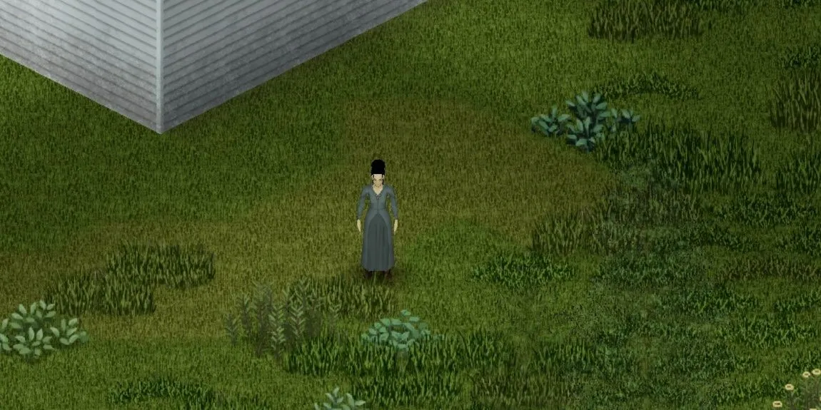 Giao diện game Project Zomboid hiển thị nhân vật đang ở trong cửa hàng tiện lợi, chuẩn bị đối phó zombie.