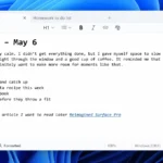 Giao diện Notepad mới với các tùy chọn định dạng văn bản như in đậm, in nghiêng, danh sách và tiêu đề