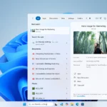 Giao diện tìm kiếm AI ngữ cảnh mới trên thanh tác vụ Windows 11 với biểu tượng Copilot