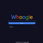 Giao diện trang tìm kiếm Whoogle đơn giản và không chứa quảng cáo