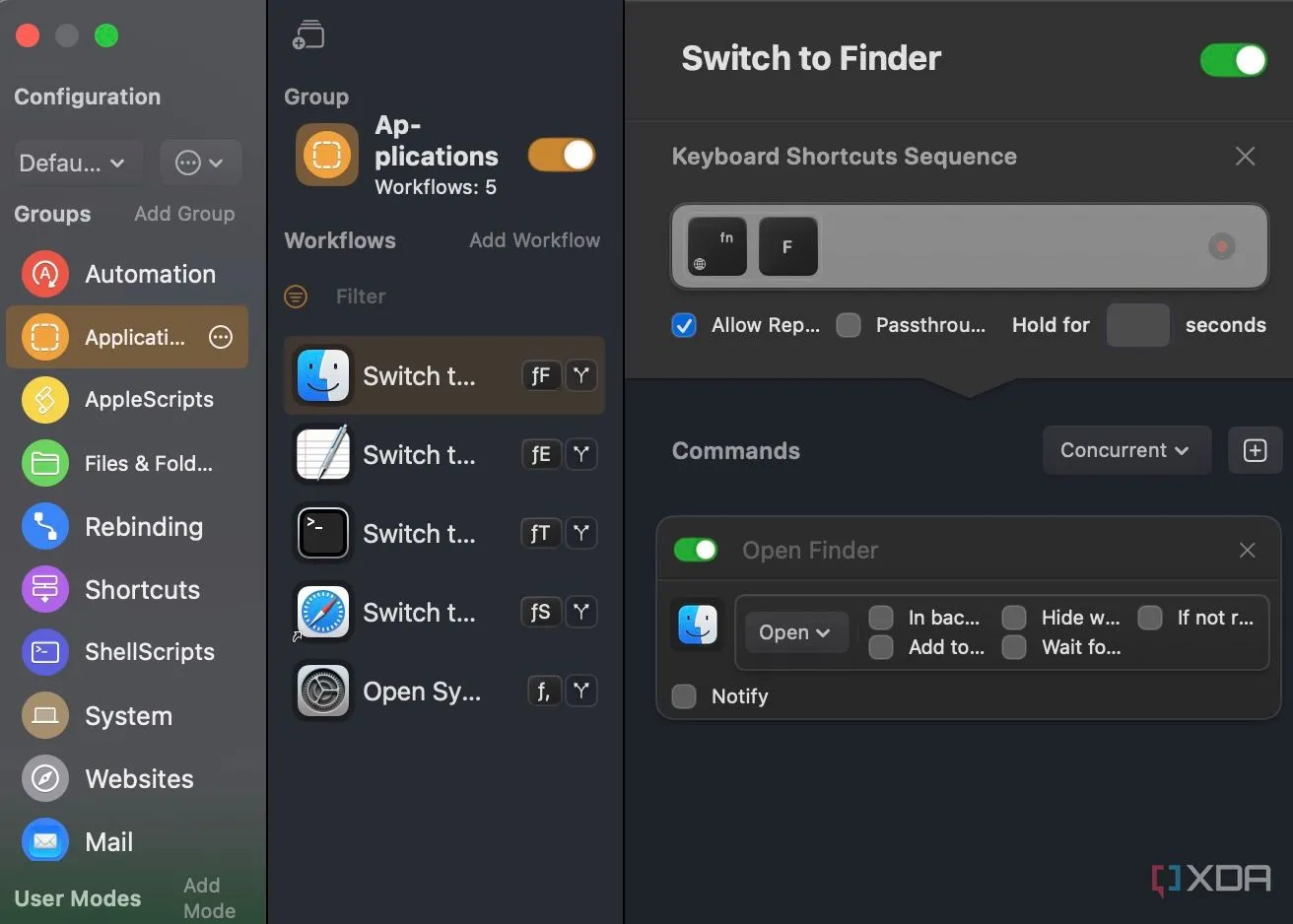 Giao diện ứng dụng Keyboard Cowboy trên Mac