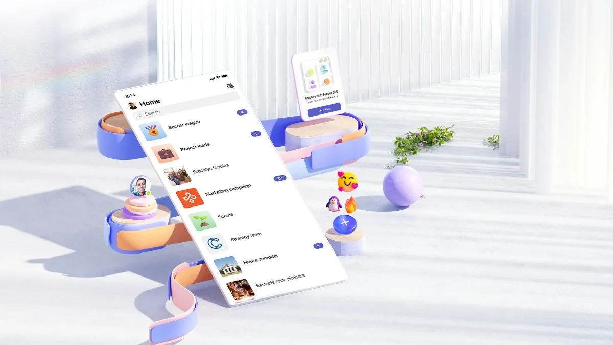 Giao diện ứng dụng Microsoft Teams trên di động với các tính năng cộng đồng