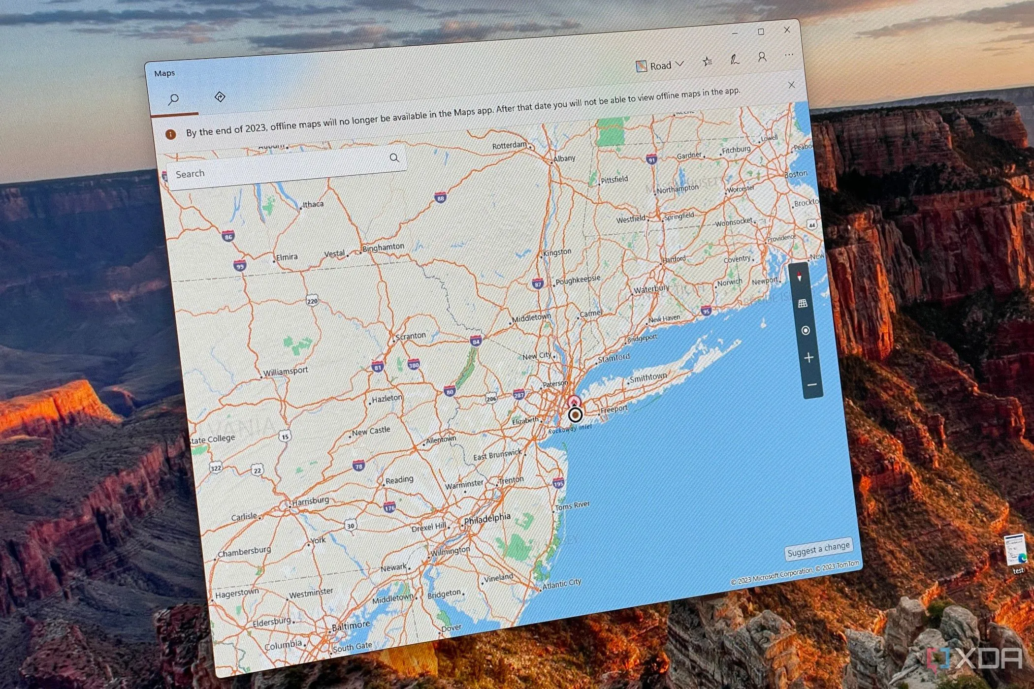 Giao diện ứng dụng Windows Maps trên Windows 11 cho thấy bản đồ và các tính năng điều hướng