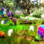Hai chú piñata nhím và cáo đáng yêu trong khu vườn đầy màu sắc của Viva Piñata