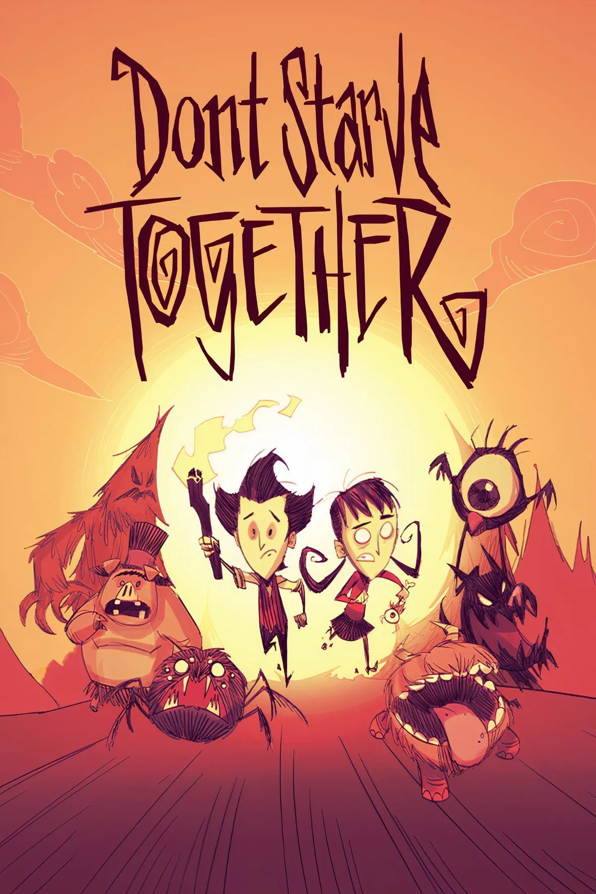 Hai nhân vật hoạt hình trong Don't Starve Together đang cố gắng sinh tồn trong môi trường kỳ lạ.